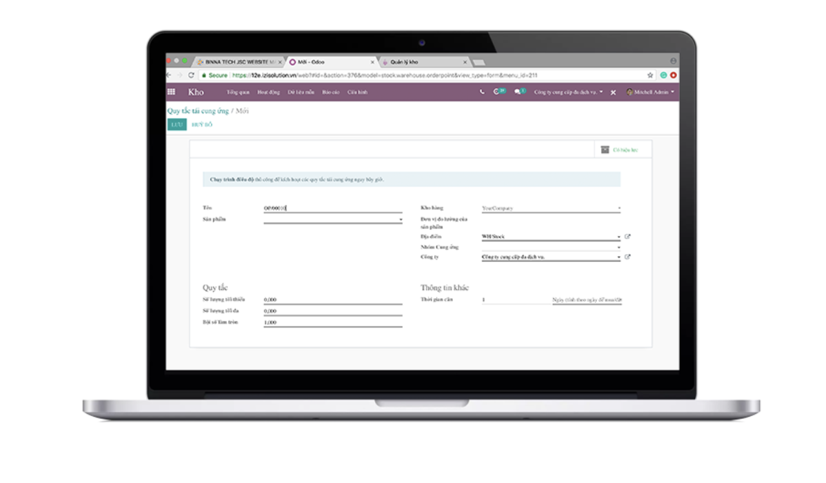 Phần mềm quản lý kho Odoo ERPViet